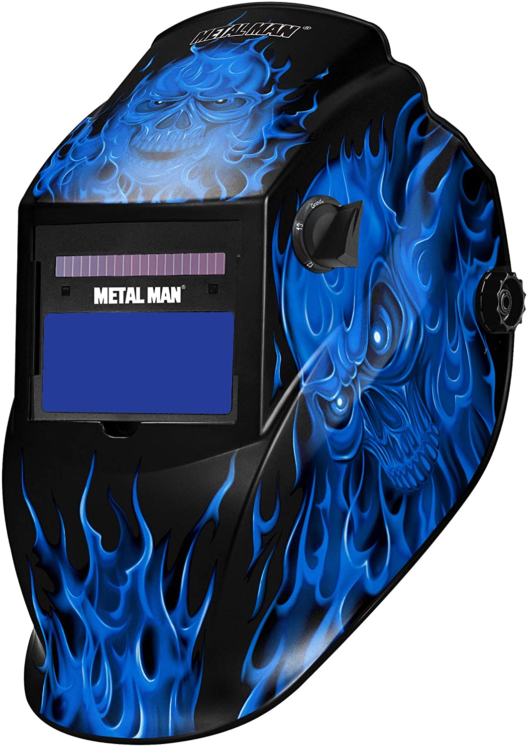 Auto Darkening Welders Helmet Mask Welding Grinding Blue & 5 x Lens Cover 
